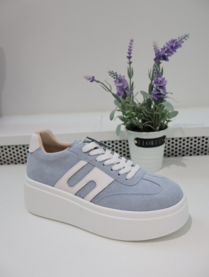 Buty sportowe damskie na płaskim (36-41) NS601 BLUE-SKÓRA