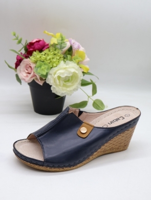 Klapki damskie na koturnie (36-41) C9911-9 NAVY