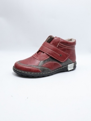 Botki damskie ocieplane na płaskim (37-42) 9666-4 RED/GREY