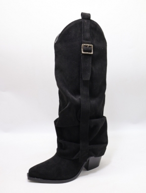 Kozaki damskie na obcasie (36-41) 7699A BLACK