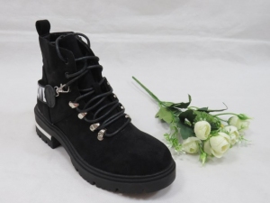 Botki damskie ocieplane na płaskim (36-41) NC1285 BLACK