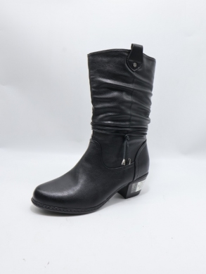 Kozaki damskie ocieplane na obcasie (36-42) 7390R-1 BLACK