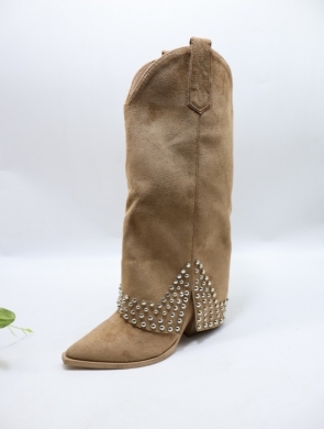 Kozaki damskie na obcasie (36-41) A9612 CAMEL