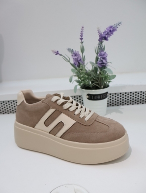 Buty sportowe damskie na płaskim (36-41) NS601 CAMEL-SKÓRA