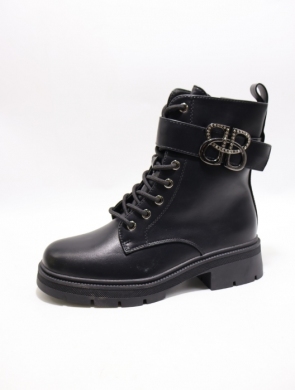 Botki damskie ocieplane na płaskim (36-41) SA3058-1 BLACK