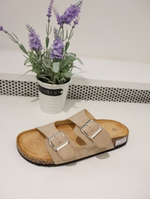 Klapki damskie na płaskim (36-41) 2751 KHAKI