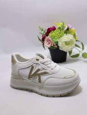 Buty sportowe damskie na płaskim (36-41) J-182 WHITE/GOLD