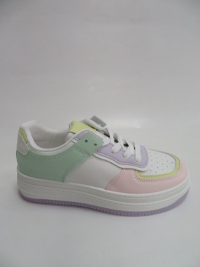 Buty sportowe damskie na płaskim (36-41) AB989 WH/GREEN/PINK