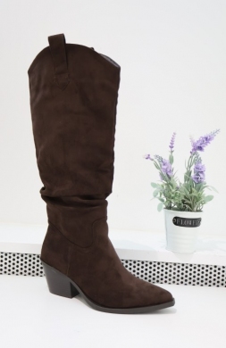Kozaki damskie na obcasie (36-41) 2589A BROWN