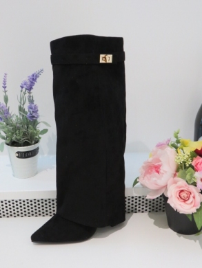 Kozaki damskie na obcasie (36-41) 9501A BLACK
