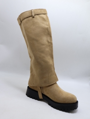 Kozaki damskie na płaskim (36-41) LS5501 BEIGE