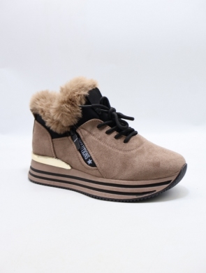Buty sportowe damskie ocieplane (36-41) 21-Q99 KHAKI