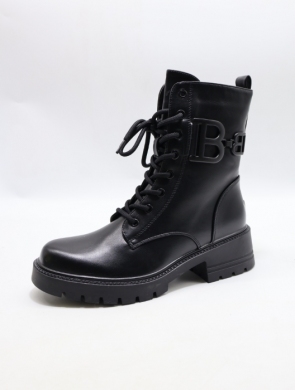 Botki damskie ocieplane na płaskim (36-41) SA7028-1 BLACK