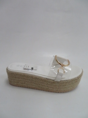 Klapki damskie na koturnie (36-41) 77-321 WHITE