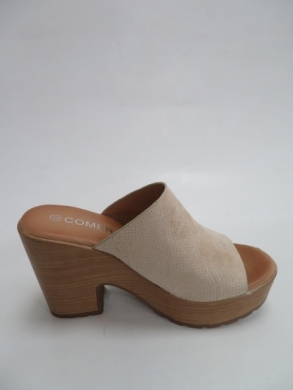 Klapki damskie na obcasie (36-41) EX-13 BEIGE