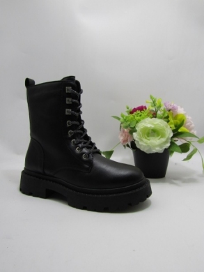 Botki damskie ocieplane na płaskim (36-41) D0816P BLACK
