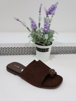 Klapki damskie na płaskim (36-41) 9816 BROWN