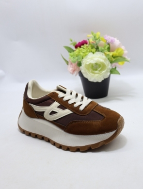 Buty sportowe damskie na płaskim (36-41) B2141 BROWN