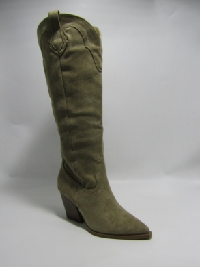 Kozaki damskie ocieplane na obcasie (36-41) 7600-1 KHAKI