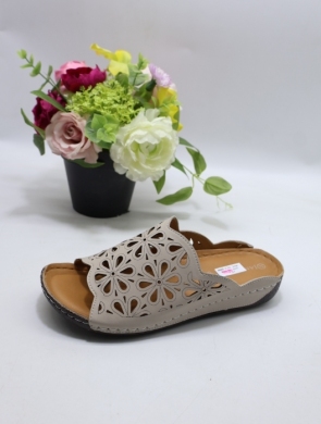 Klapki damskie na płaskim (36-41) K-221 BEIGE SKÓRA
