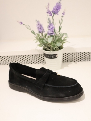 Mokasyny damskie na płaskim (36-41) 9753 BLACK/SKO