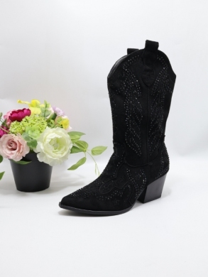 Kozaki damskie na obcasie (36-41) 7615 BLACK