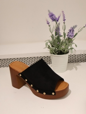 Klapki damskie na obcasie (36-41) KA90 BLACK