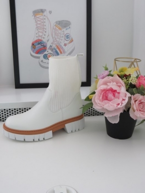 Botki damskie na płaskim (36-41) 5655 WHITE