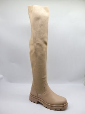 Kozaki damskie na płaskim (36-41) RQ430 BEIGE