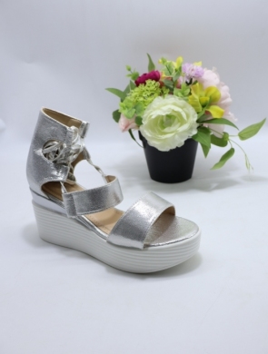 Sandały damskie na koturnie (36-41) B-9053 SILVER