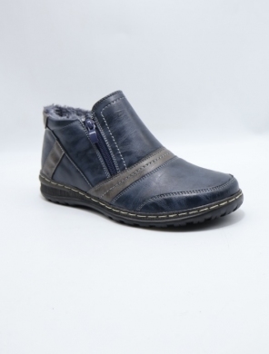 Botki damskie ocieplane na płaskim (37-42) 9662B-11 BLUE/GREY