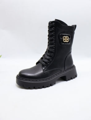 Botki damskie ocieplane na płaskim (36-41) QH7735 BLACK