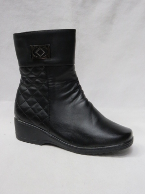 Botki damskie ocieplane na koturnie (37-42) B18 BLACK