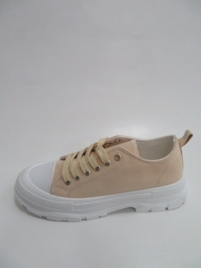 Trampki damskie na płaskim (36-41) L-161 BEIGE