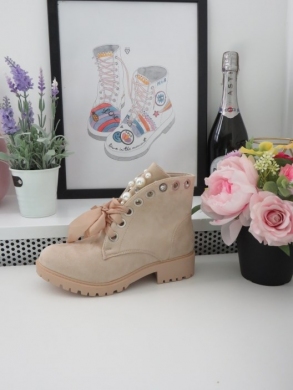 Botki damskie na płaskim (36-41) 8371 BEIGE