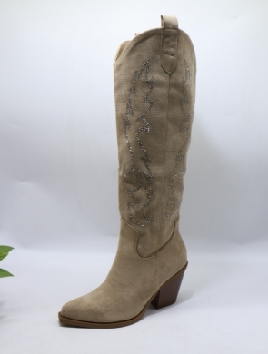 Kozaki damskie na obcasie (36-41) 2537A KHAKI