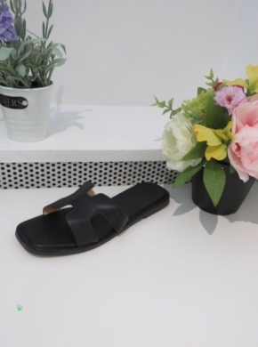 Klapki damskie na płaskim (36-41) B2101 BLACK