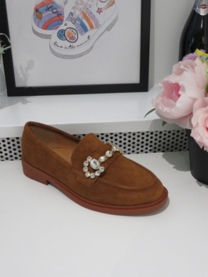 Mokasyny damskie na płaskim (36-41) GG58 CAMEL