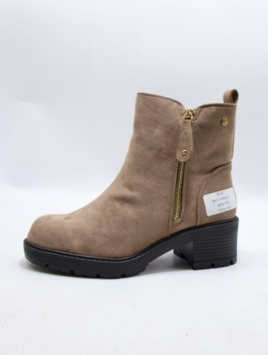 Botki damskie ocieplane na obcasie (36-41) BOT-2 KHAKI