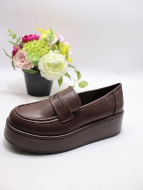 Półbuty damskie na płaskim (36-41) 68316 BROWN