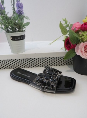 Klapki damskie na płaskim (36-41) W952 BLACK