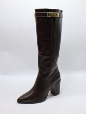 Kozaki damskie ocieplane na obcasie (36-41) 3021 BROWN