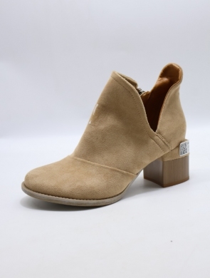 Botki damskie ocieplane na obcasie (36-41) A6100-63 KHAKI