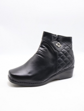 Botki damskie ocieplane na koturnie (37-42) W37 BLACK