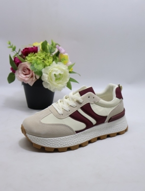 Buty sportowe damskie na płaskim (36-41) L-86 WINE