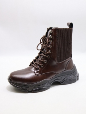 Botki damskie ocieplane na płaskim (36-41) D20-75915 BROWN