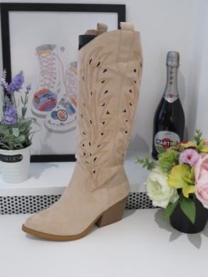 Kozaki damskie na obcasie (36-41) 2119 BEIGE