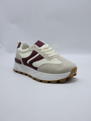 Buty sportowe damskie na płaskim (36-41) L-85 WINE