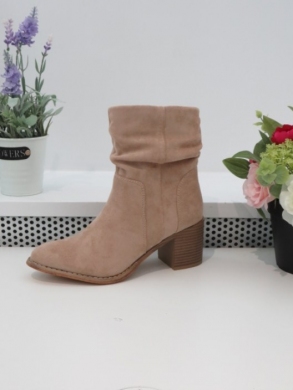 Botki damskie ocieplane na obcasie (36-41) F6303 KHAKI