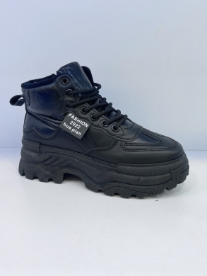 Botki damskie ocieplane na płaskim (36-41) F1003 BLACK